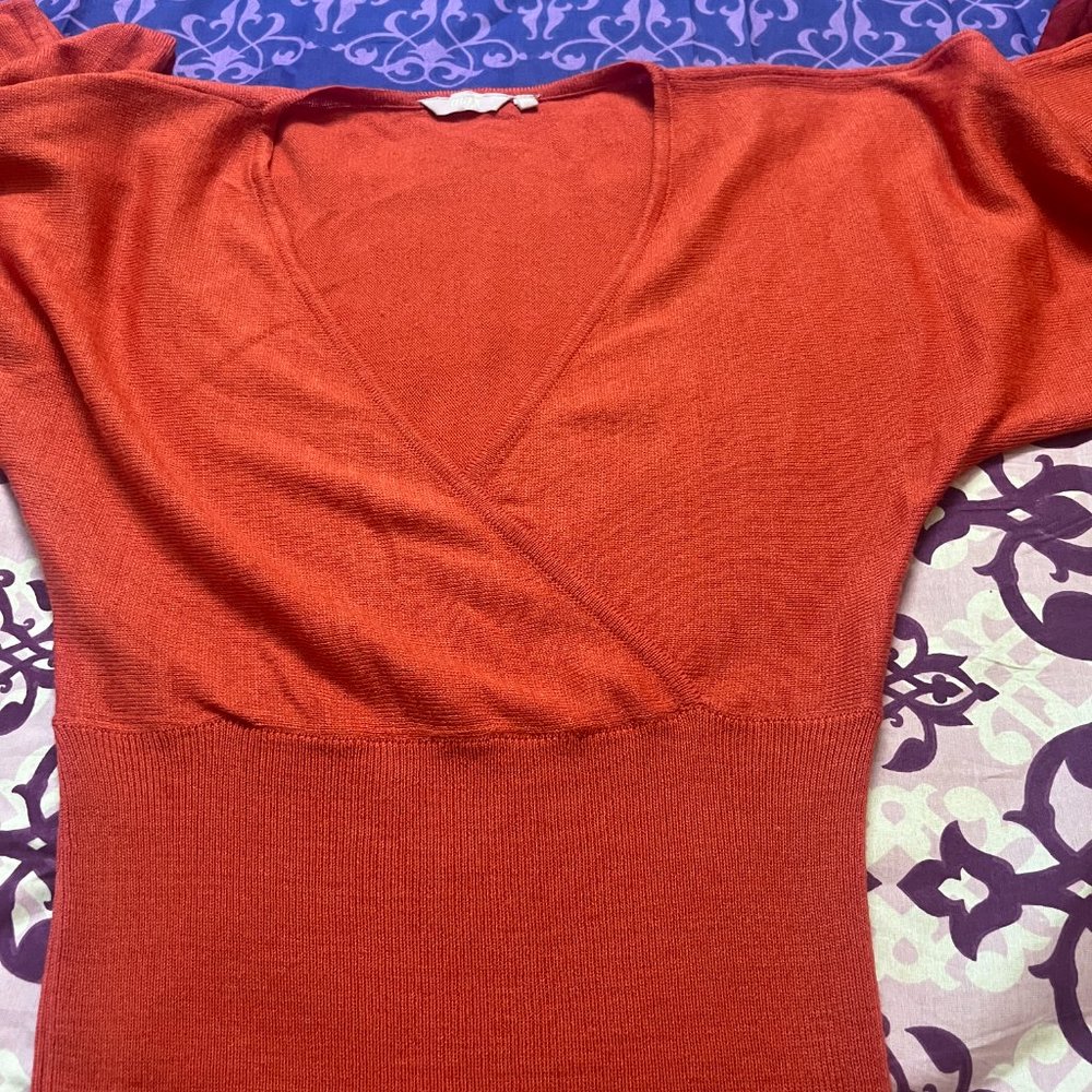Kimono Style Bright Orange Sweater - Picture 6 of 7